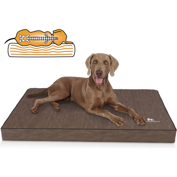 Knuffelwuff Hundematte Palomino, Orthopädisch, Laser gestepptes Kunstleder, Schwarz