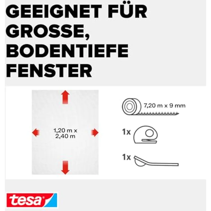 tesa Fliegengitter COMFORT für bodentiefe Fenster, weiß – Bild 3