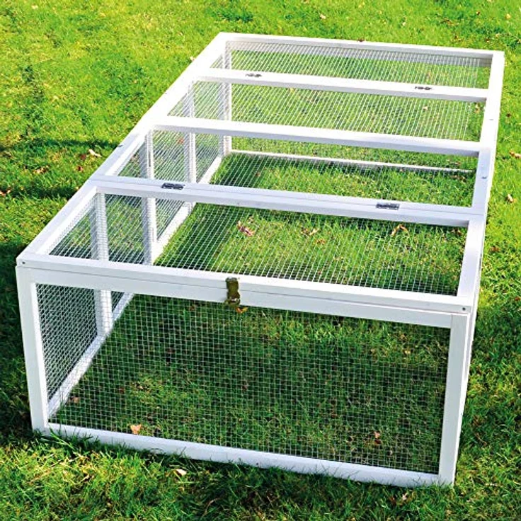 Zooprinz Premium Freilaufgehege Rabbit Run für Kleintiere - Stabiler Holzrahmen - Mobiler Freilauf Hasenstall in Weiß – Bild 1