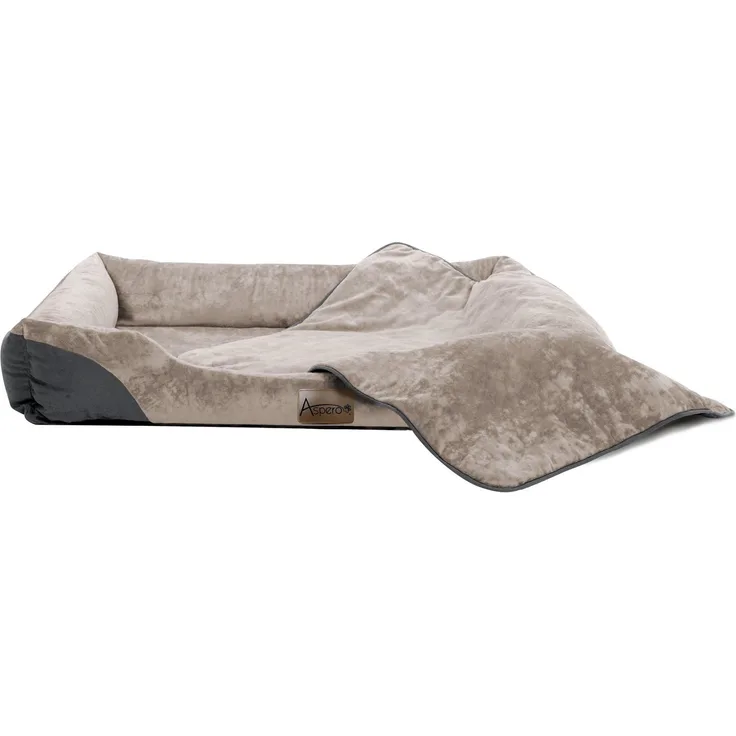 Aspero Tierbett Hundebett und Hundedecke Hanko und Lund, 50 % Baumwolle, 50 % Polyester, Tierbett mit Einstiegsvertiefung, grau