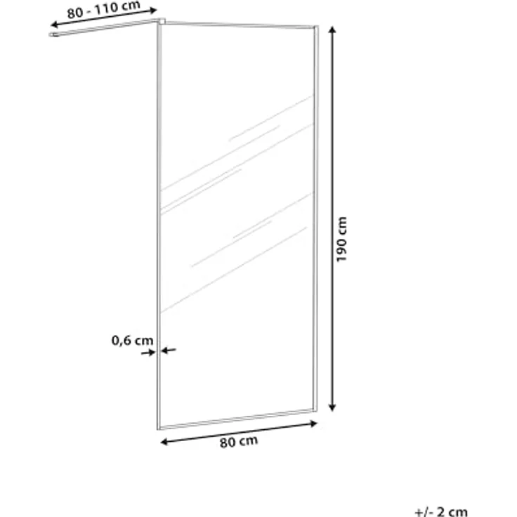 Beliani Waspam Duschkabine + Duschwand, 80x80cm, 190cm, schwarzer Edelstahlrahmen, gehärtetes Glas – Bild 3