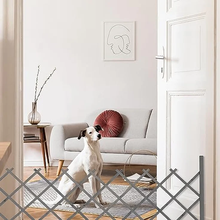 Relaxdays Rankgitter Holz, ausziehbar bis 185 cm, Rankhilfe Kletterpflanzen, Scherengitter freistehend, Garten, grau – Bild 5