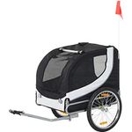 Pawhut Hundeanhänger Fahrradanhänger Hundetransporter Hunde Fahrrad Anhänger Weiß+Schwarz 130 x 73 x 90 cm