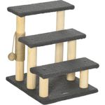 PawHut Kratzbaum Katzentreppe, drei Stufen, Spielball, BxTxH: 45x40x48 cm, Grau/Naturholz