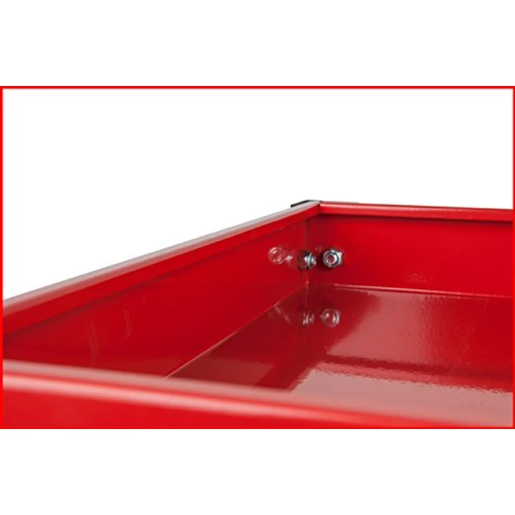 KSTOOLS ECOline Werkstatt-Servicewagen, H850xB680xT425mm, stabiler Stahlblech-Konstruktion, 3 Etagen, rot, hohe Tragkraft bis 150 kg, leicht rollbar mit 4 Rädern – Bild 7