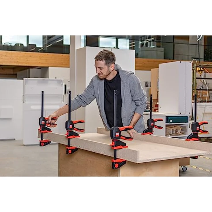 BESSEY Einhandzwinge mit drehbarem Griff EZ360-60, Spannweite 600 mm Ausladung 80 mm, einfaches Überkopfarbeiten, Innovativer 360° Dreh-Mechanismus, Gewicht 1,06 Kg – Bild 5