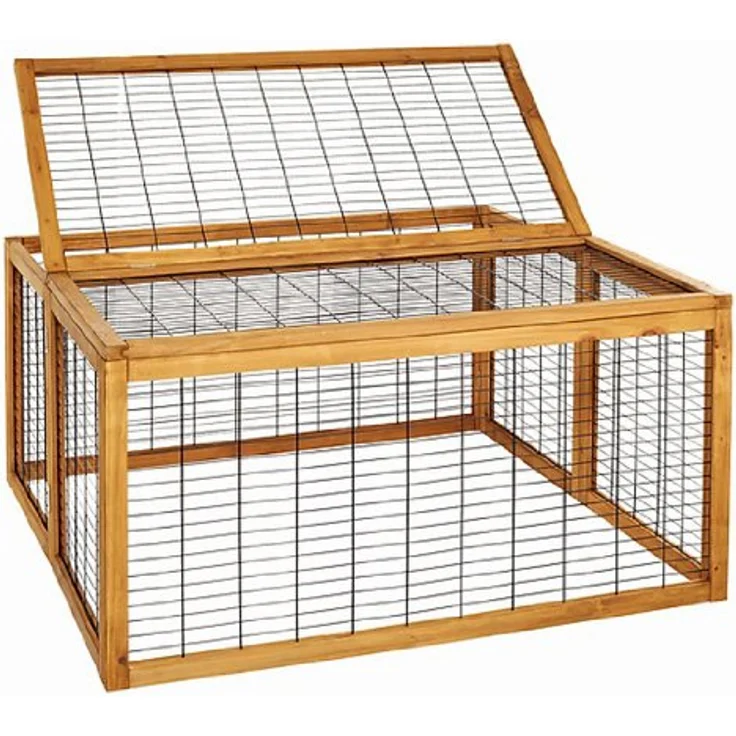 Dehner Freilaufgehege Rolf mit aufklappbarem Dach, ca. 116 x 116 x 58 cm, Holz – Bild 2