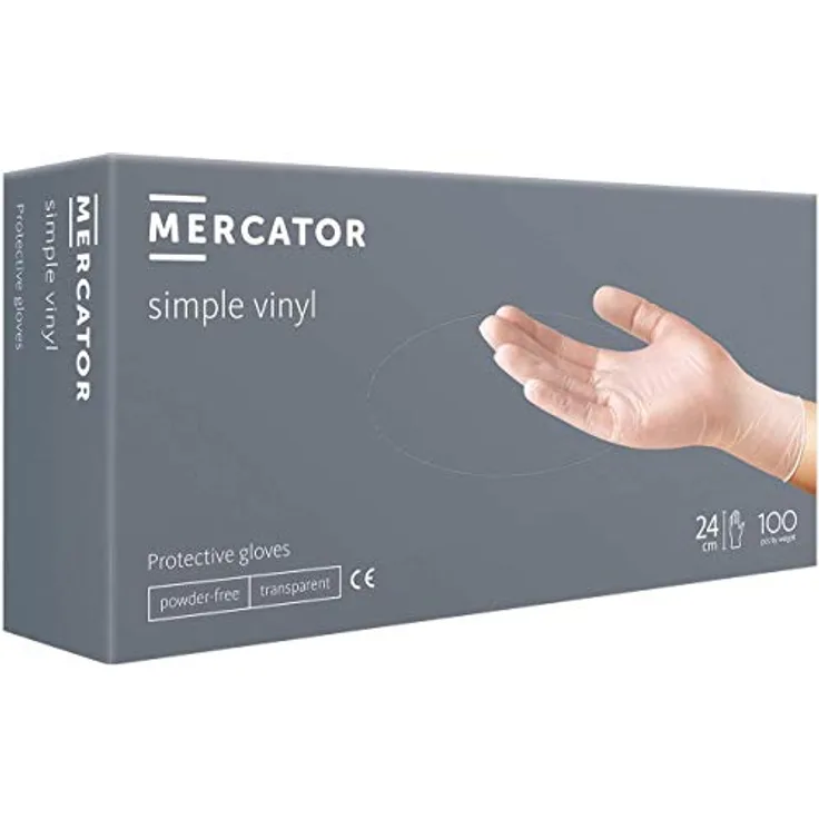 Vinylhandschuhe MERCATOR SIMPLE VINYL - Größe M - Einmalhandschuhe - puderfrei - latexfrei - Schutzhandschuhe - 100 Stück