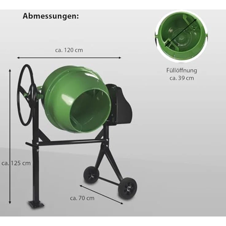 TRUTZHOLM Betonmischer TH-140L, 140 Liter, 550 W, 30 U/Min, stabil, ideal für Beton, Mörtel und Gips – Bild 3