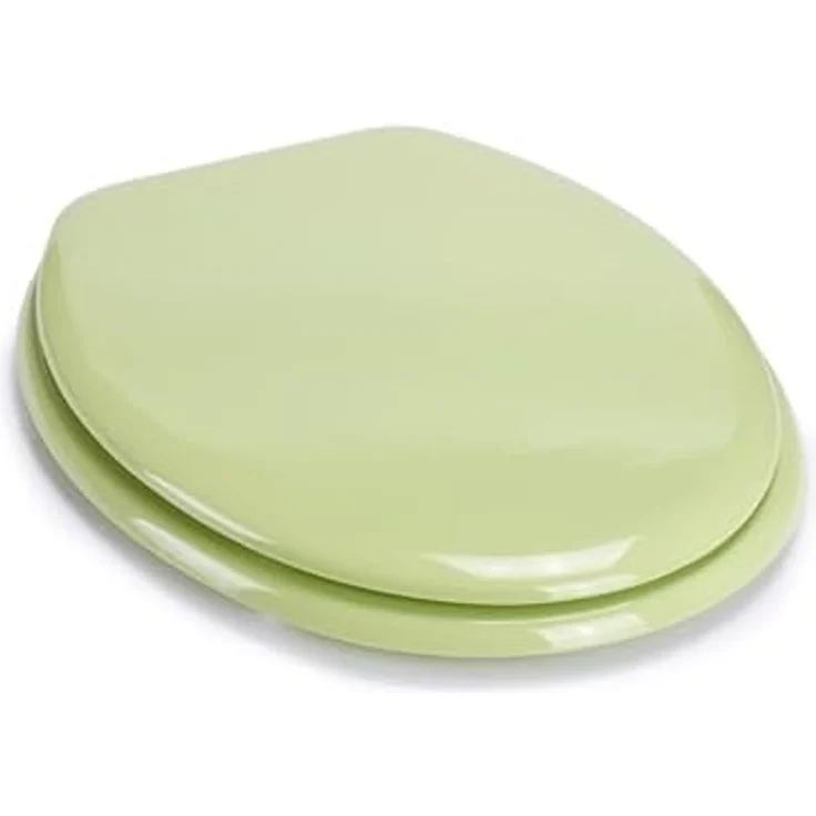 MSV WC-Sitz Cleo, MDF mit rostfreien Scharnieren, 45 cm x 37 cm x 5,6 cm, mandelgrün – Bild 3