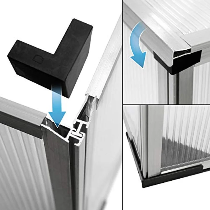 ECD Germany Alu Frühbeet Gewächshaus mit Zweiteiliges Dach, 100x60x40 cm, 0,6m² Fläche, aus transparentem Polycarbonat, witterungsbeständig, Treibhaus Frühbeetkasten Tomatenhaus Pflanzenhaus – Bild 5
