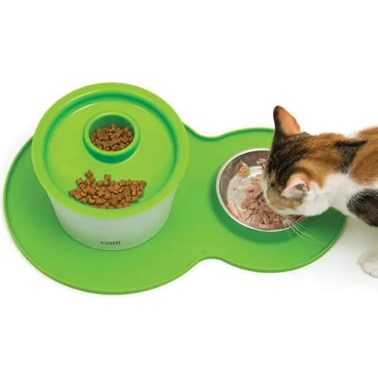 Catit Silikonmatte Erdnuss, 46 x 29 cm in Grün mit integriertem Napf und rutschfestem Design – Bild 4