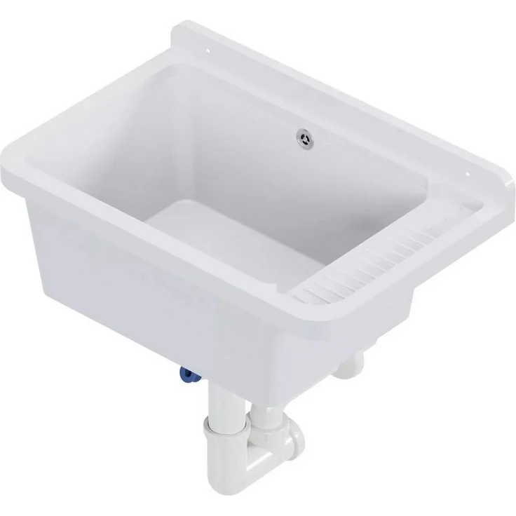 QLS Küchenspüle Gradia, Kunststoff-Spülbecken mit Siphon, 50 x 34 cm, Ausgussbecken für draußen, Garten, Werkstatt – Bild 1