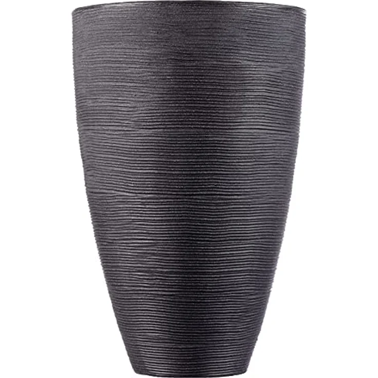 Dehner Pflanzvase Vino | Übertopf, Pflanzgefäß | für Topfpflanzen | modern, rund, formstabil, robust | Riffelstruktur | Indoor, Outdoor | Kunststoff | anthrazit | Ø 40 cm, Höhe 60 cm – Bild 2