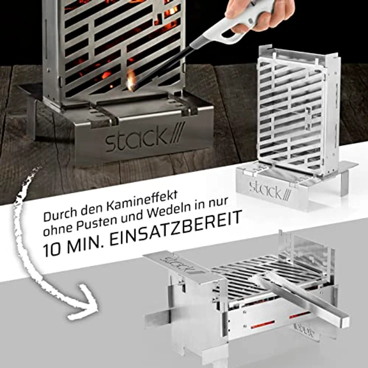 STACK - Grill und Feuerstelle in einem | Kleiner, handlicher und mobiler Grill mit innovativem Stecksystem | Flexibel als Grill und Feuerstelle einsetzbar, Designed in Deutschland – Bild 4