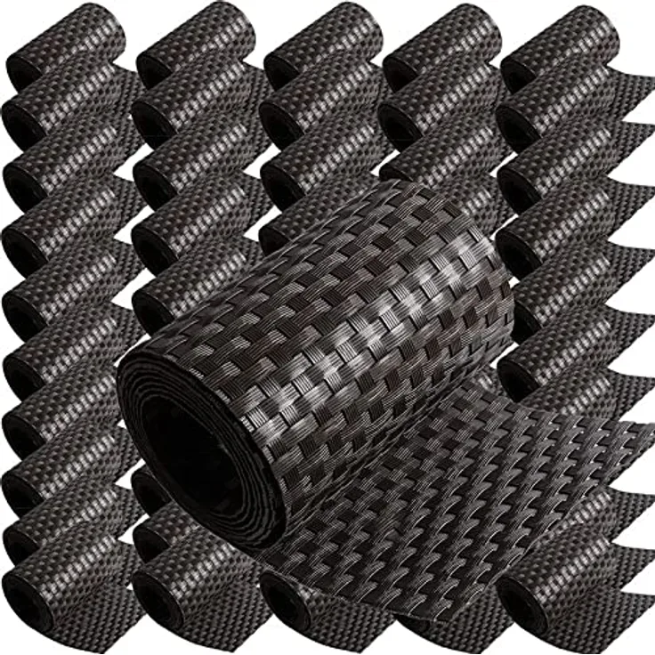 50 x Poly-Rattan Sichtschutzstreifen für Doppelstabzaun Doppelstab Matten Flechtzaun 19|255 cm Dunkelbraun