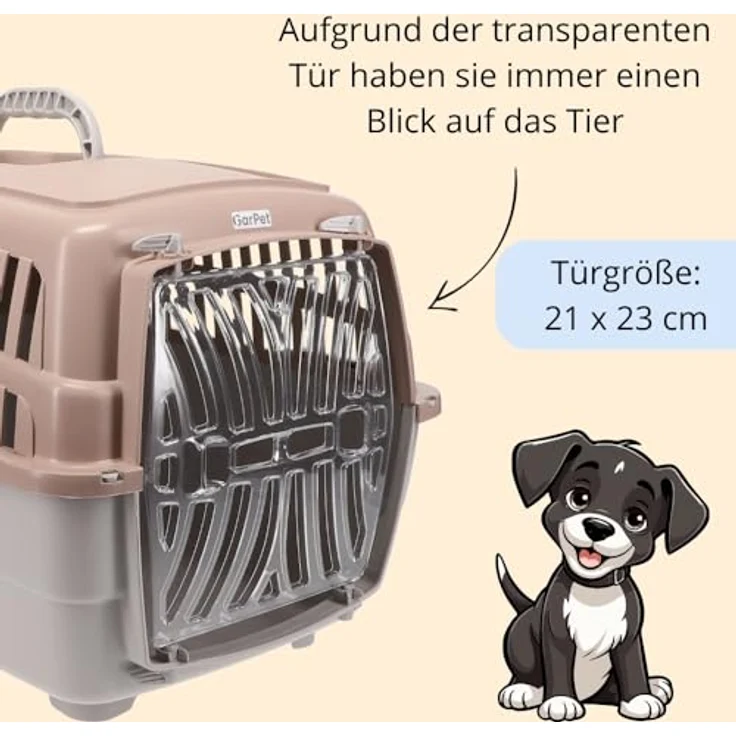 GarPet Tiertransportbox Transportbox Hunde Katzen Kaninchen Transport Auto Box Korb, 4-fach Verriegelung, Altrosa/Grau – Bild 5
