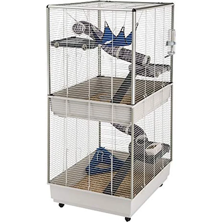 Ferplast Frettchenkäfig Rattenkäfig auf mehreren Ebenen mit Zubehör, Nagerkäfig verstärkte Kanten, schwarz lackiertes Metall und Kunststoff, 7, 75 x 80 x H 161 cm – Bild 1