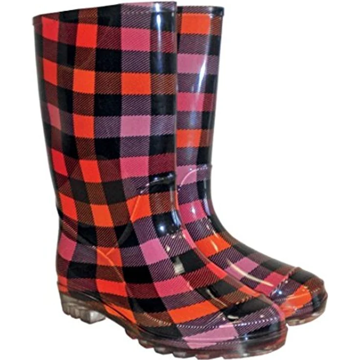 Damen Gummistiefel PVC Karomuster 38 – Bild 2