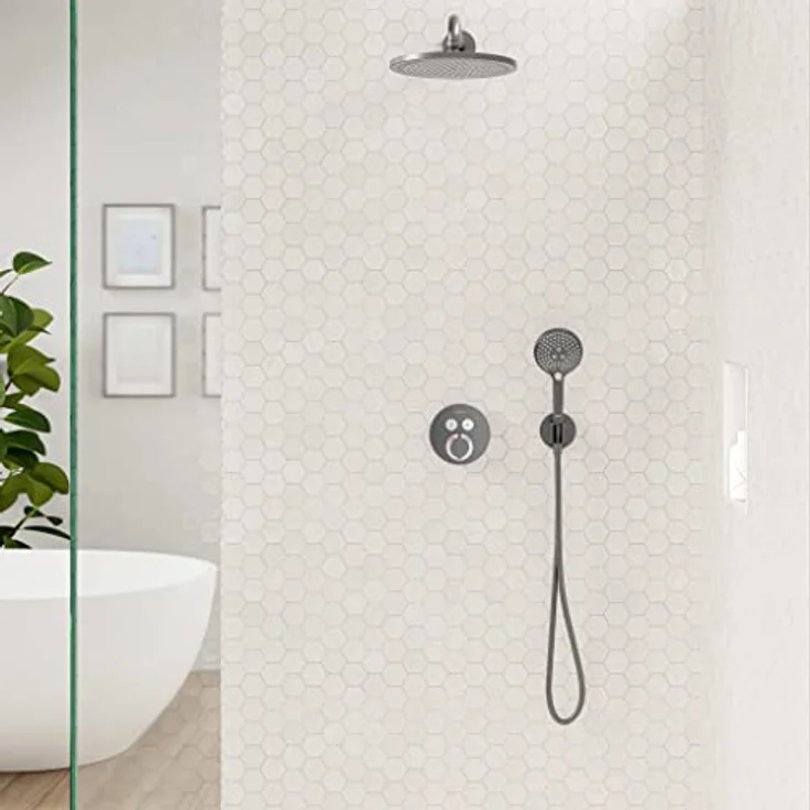 hansgrohe Wandanschluss mit Duschkopfhalterung FixFit S, Brushed Black Chrome – Bild 3