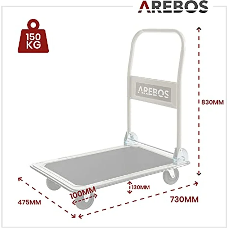Plattformwagen Transportwagen Handwagen Transportkarre Wagen 150 kg - blau-silber - Arebos – Bild 8
