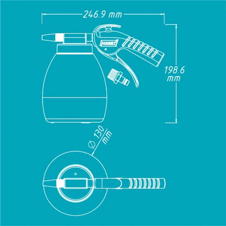 HAZET Soda Strahlpistole 9045P-1 inklusive verschiedener Düsen und 1kg Mineralstrahlmittel - ergonomischer Handgriff mit optimierter Übersetzung - für beschädigungsfreies Reinigen und Entlacken – Bild 5