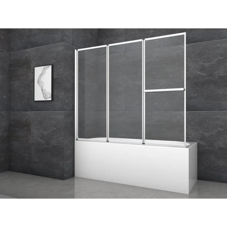 Marwell Badewannenfaltwand Silver Vital, Einscheibensicherheitsglas, 3-flügelig, chromfarben