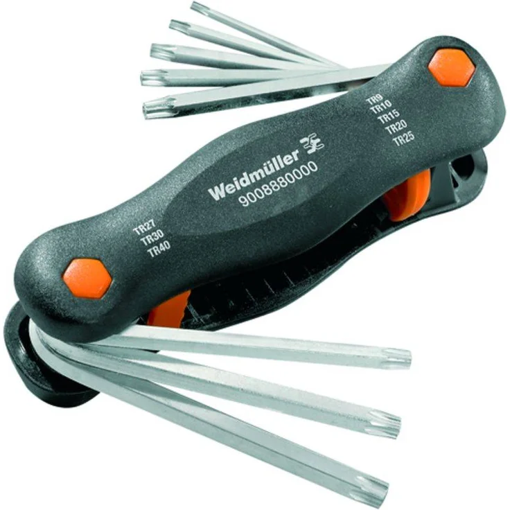 Weidmüller TH-S 9-40, Innen-TORX Winkelschraubendreher-Set T 9 bis T 30, aus durchgehärtetem Chrom-Vanadium-Stahl, hochwertige Oberflächenveredelung