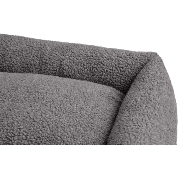 HUNTER Hundesofa KUMARA, grau, kuschelig weicher Teddyplüsch, rutschhemmende Unterseite, wendbares Innenkissen, großzügige Füllung, maschinenwaschbarer Bezug, Größe: 80 x 60 cm – Bild 3