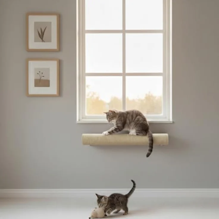 EYEPOWER 60 cm Kratzbaum Wandmontage für Katzen, Sisal Kratzstamm mit Bambus Wandbefestigung, flexibel montierbar und kombinierbar, ideal für Kletterwände – Bild 5