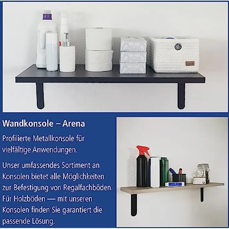 Element System 18133-00148 Regalkonsole Arena-Regalträger - 5 Größen - 3 Farben - 2 Stück-weißaluminium - 80 x 120 mm, 80x120 mm – Bild 5