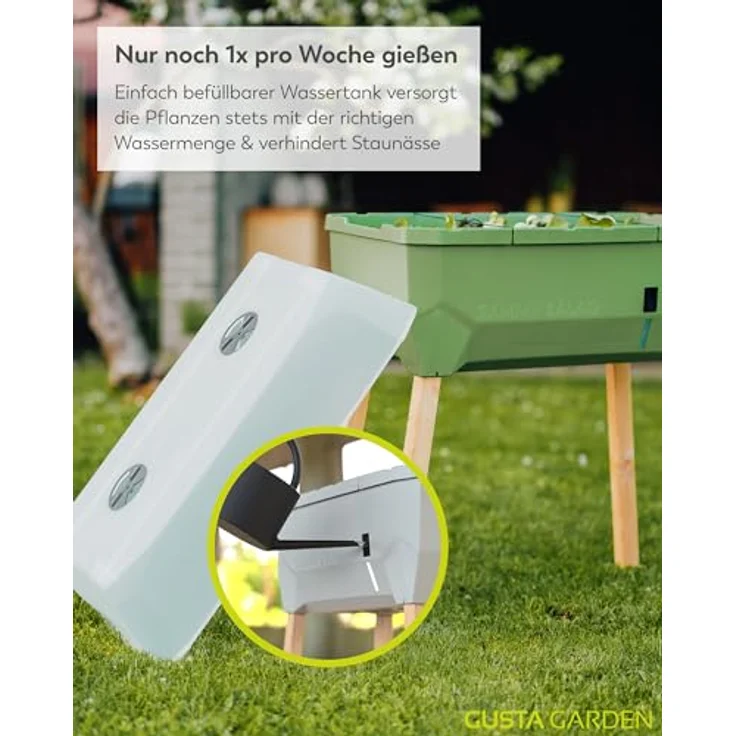 GUSTA GARDEN Sammy Salad Hochbeet Dunkelgrün - Hochbeet Balkon & Garten - Abnehmbare Haube & Bewässerungssystem - 15L Wassertank & 40L Erdvolumen – Bild 4