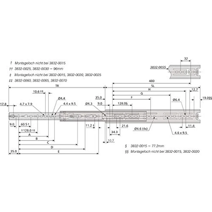 Accuride Schubladenauszüge Kugel-Vollauszüge 3832 350mm 45kg hell chromatiert – Bild 4