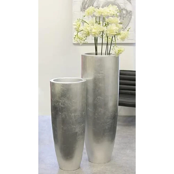 GILDE Übertopf Konus, silberfarbenes Pflanzgefäß mit eleganter Form für Indoor und Outdoor, 1 Stück – Bild 3