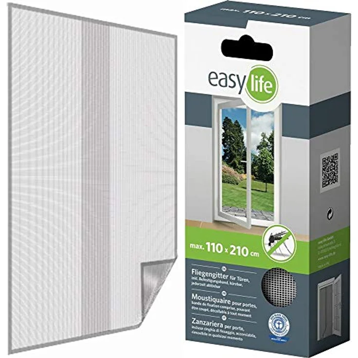 easy life Insektenschutz-Gitter-Tür 110 x 210 cm anthrazit mit Klettband – Bild 2