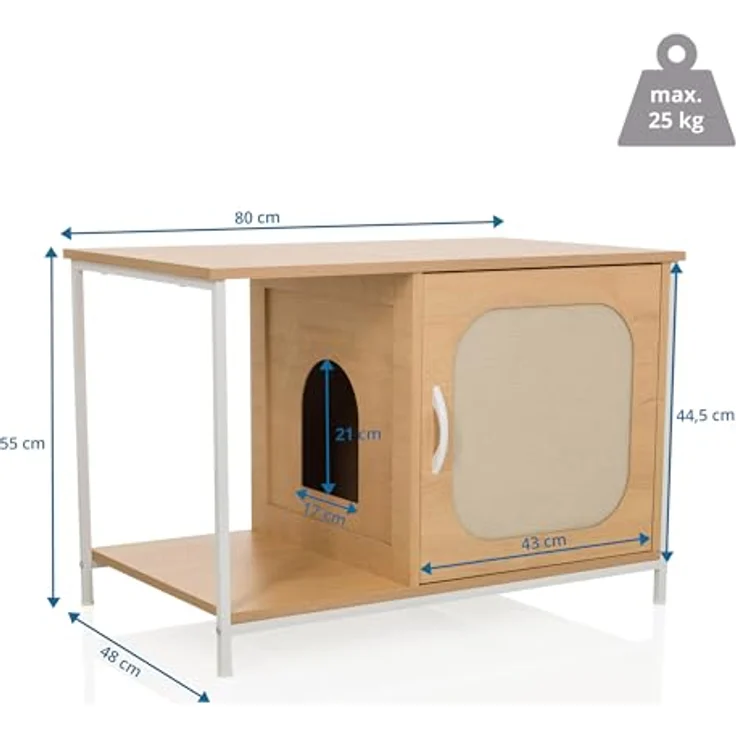 hjh LIVING Kittyhome 1, Offenes Katzenklo im Boho-Stil mit integrierter Kratzfläche und Ablage, MDF-Material – Bild 3