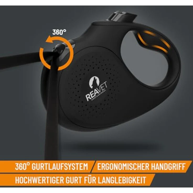 ReaVET Rollleine Hundeleine ausziehbar 5m für mittelgroße Hunde (M) I Ergonomischer & Rutschfester Griff I Hundeleine Einziehbar, Robuste Ausziehleine mit Brems-Stopp-System I Leine Hund bis 25kg – Bild 4
