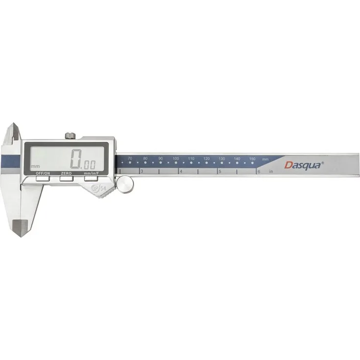 Dasqua DIN EN 862 2019-0005, Digitaler Messschieber 150mm, robustes Metallgehäuse, IP54, großer 5,3 cm Bildschirm