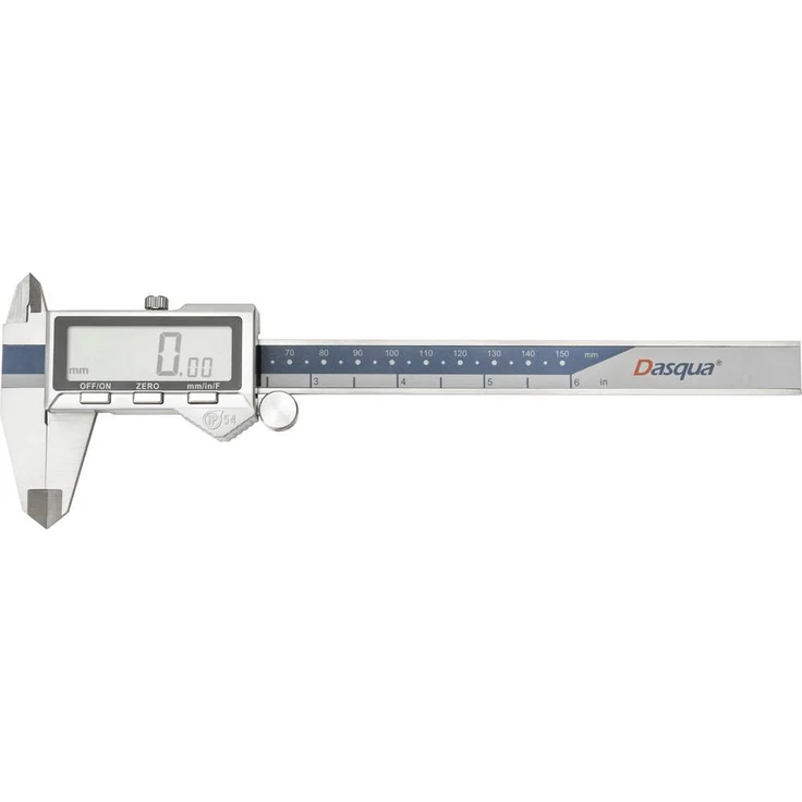 Dasqua DIN EN 862 2019-0005, Digitaler Messschieber 150mm, robustes Metallgehäuse, IP54, großer 5,3 cm Bildschirm
