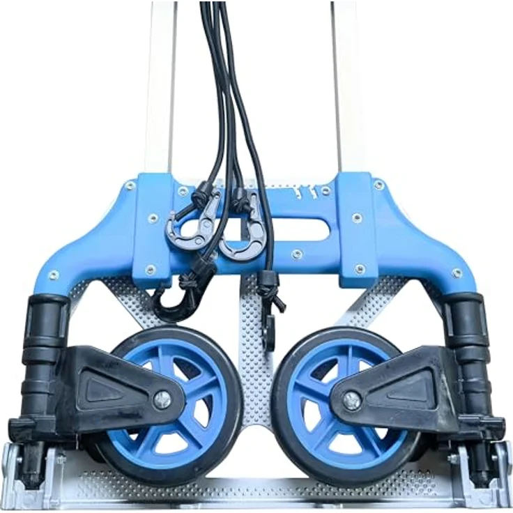 relaxdays Sackkarre klappbar bis 70 kg, blau mit Teleskopgriff und Soft-Laufrädern – Bild 7