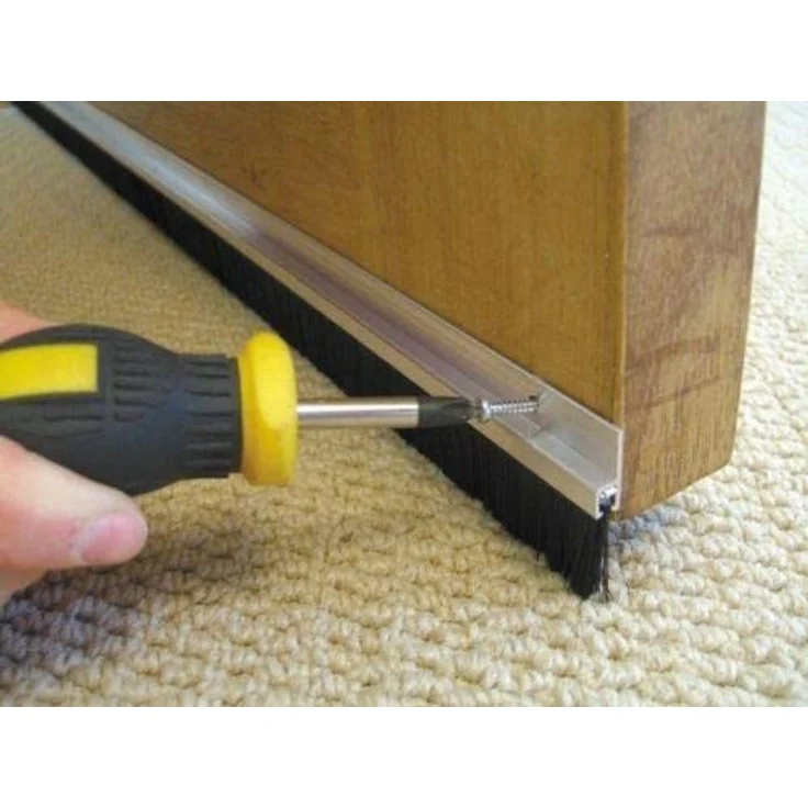 Euro Tische Bürstendichtung für Türen, Zugluftstopper zum Anschrauben, Türdichtung für Luft- und Schalldämmung, Aluminium, Schwarz oder Weiß, 100 cm – Bild 5