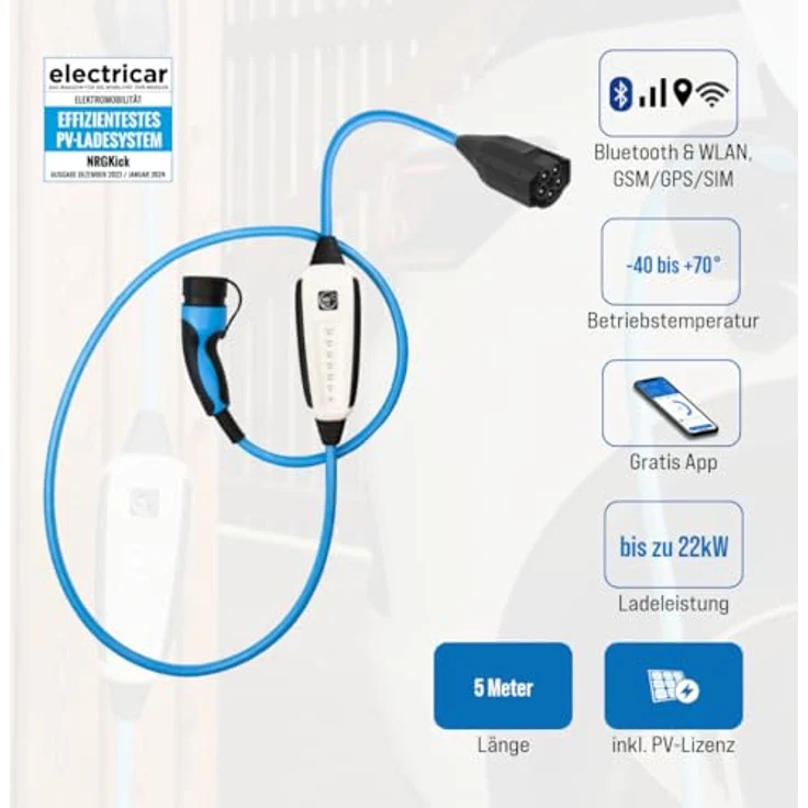 NRGkick Elektroauto Ladestation 32A Pure für PV-Nutzer 22 kW WLAN 5m (Typ 2) – Bild 2