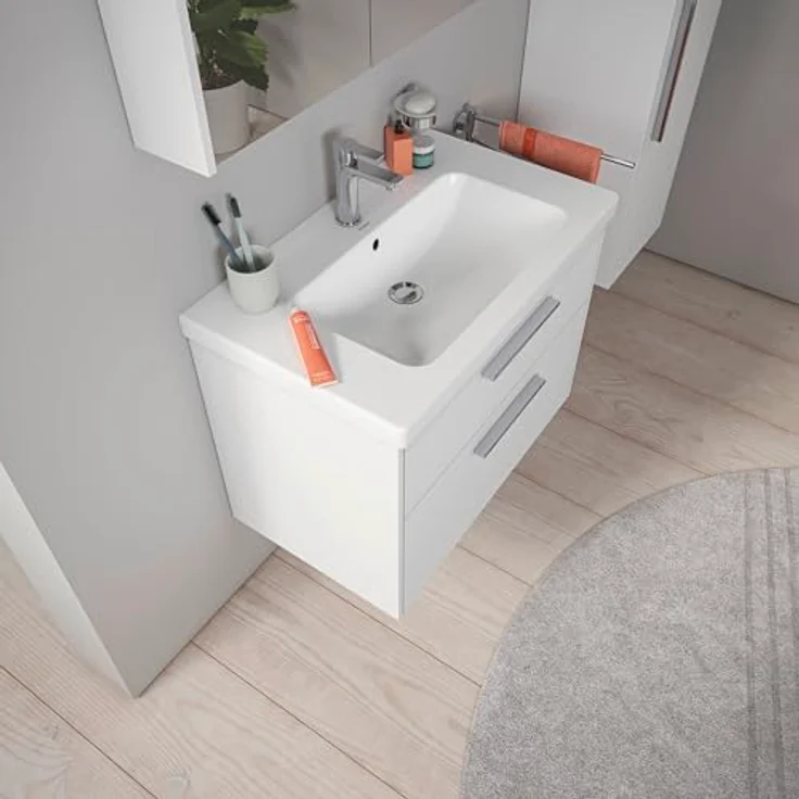 Duravit D-Code Waschtisch, Waschbecken mit Hahnloch und Überlauf, 800x480x165mm, Weiss Hochglanz – Bild 8