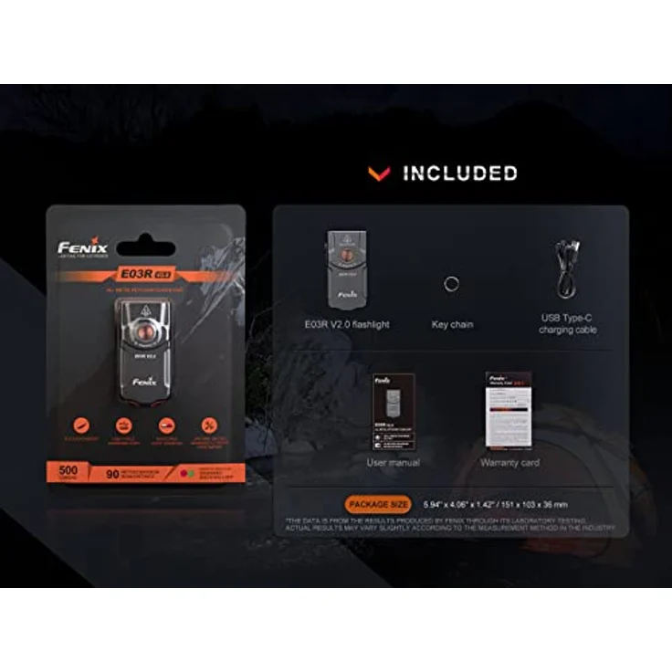 fenix E03R v2.0 Schlüsselanhänger, wiederaufladbar, 500 Lumen, Hellgrau – Bild 4