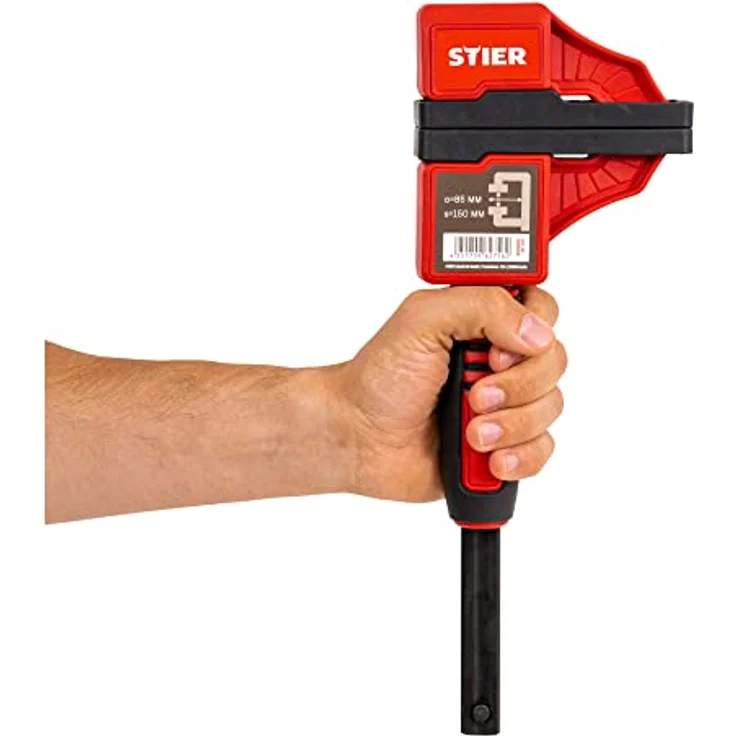 STIER Kompaktzwinge, optimal für Arbeiten auf engem Raum, 150 mm Spannweite, 60 mm Ausladung, große Spannbacken – Bild 4