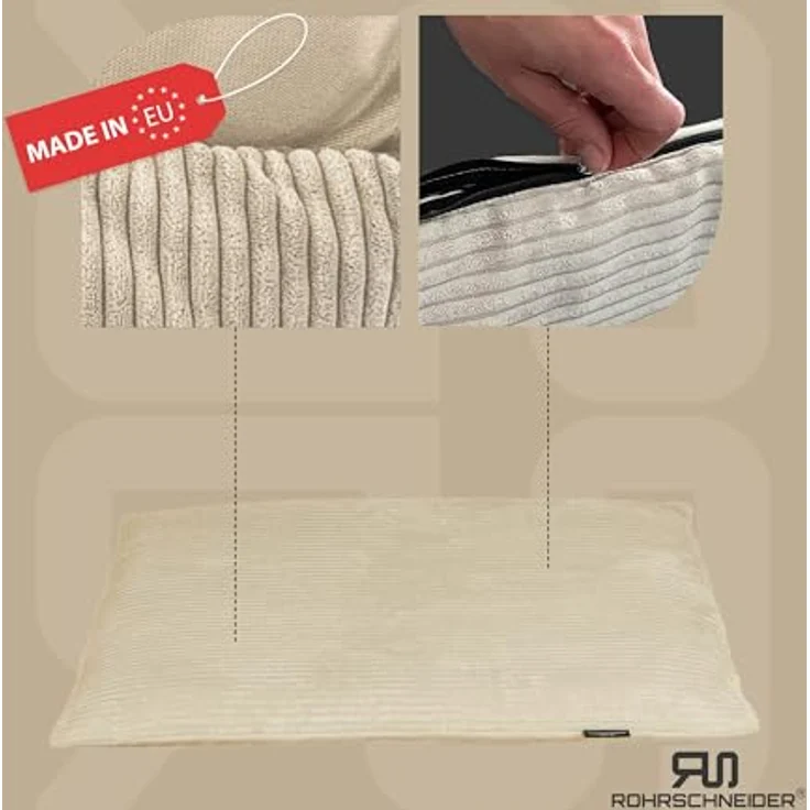 Rohrschneider® Weiches Hundebett aus Cord Premium, waschbarer Bezug, Größe 1-4 (60cm bis 145cm) – Bild 2