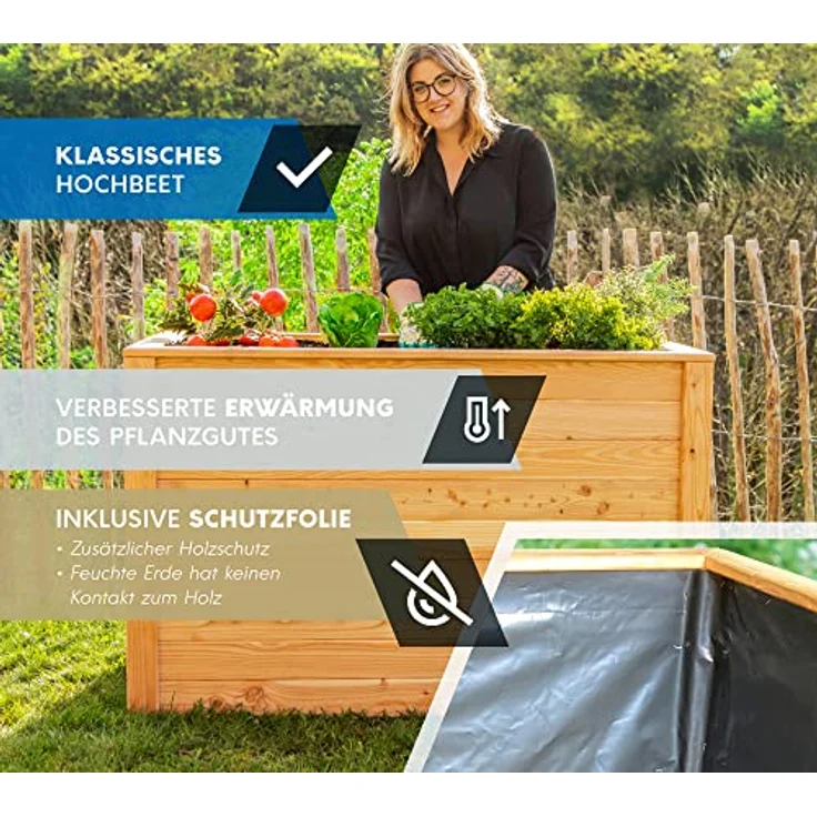 Westmann Hochbeet Lärchenholz 130 Kräuterbeet 130x65x84 cm natur - Westmann – Bild 2