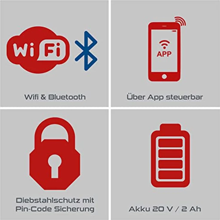 Scheppach Practixx Mähroboter PX-RRM-600Wi, App-gesteuert, bis zu 600 qm², 18 cm Schnittbreite, 20-60 mm Schnitthöhe, Regensensor, Kantenmähen, Wifi & BT – Bild 4