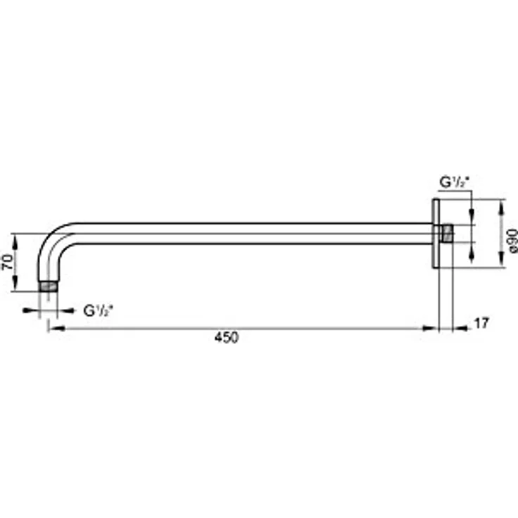 Steinberg 100 7910 Auf Hochglanz polierte Premium Brause-Arm Halterung zur Montage mit 450 mm Ausladung Brausearm Wandmontage, Chrom – Bild 2