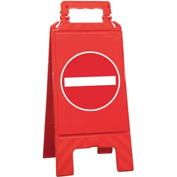 DENIOS Warnaufsteller rot, Kunststoff zur Kennzeichnung von Verbotszonen, robust und standfest, beidseitige Warnsymbole